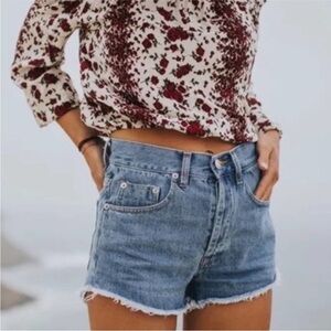 Brandy Melville red floral Maura off the shoulder top one size fits all